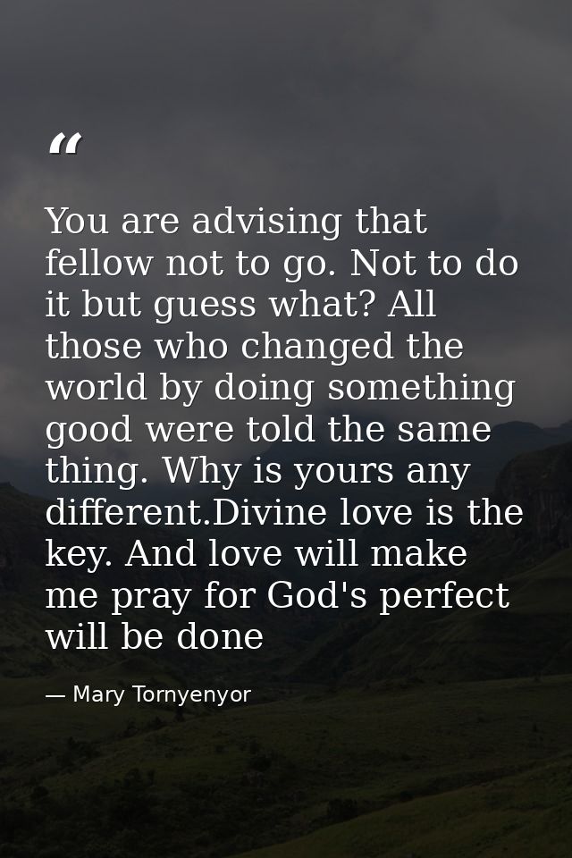 You are advising that fellow not to go. Not to do it but guess what? All those who changed the world by doing something  — Mary Tornyenyor