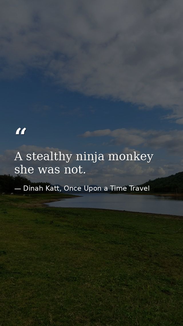 A stealthy ninja monkey she was not. — Dinah Katt, Once Upon a Time Travel