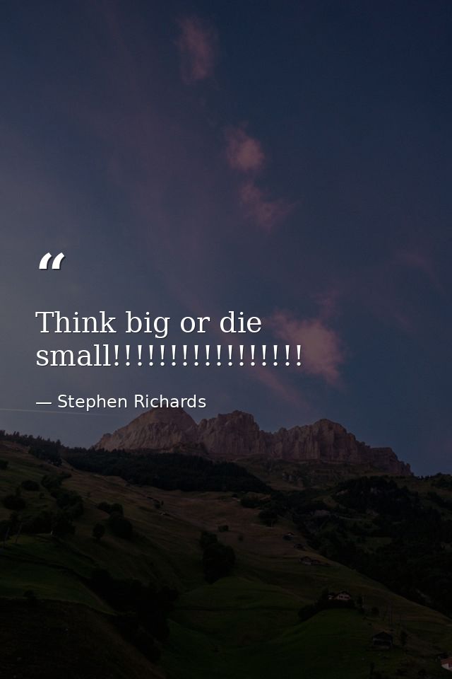 Think big or die small!!!!!!!!!!!!!!!!! — Stephen Richards