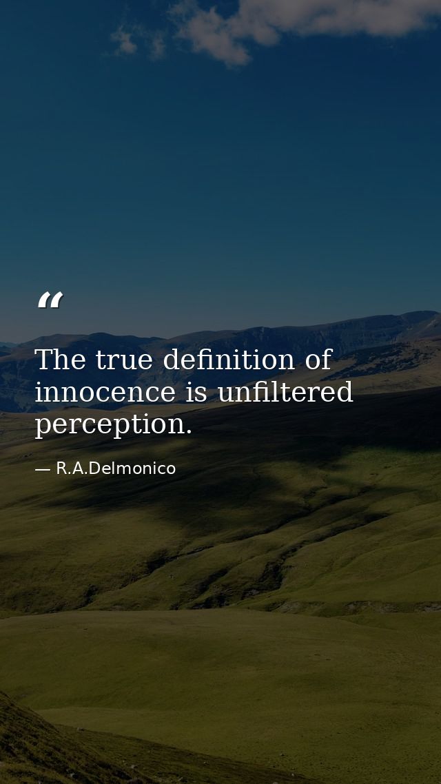 The true definition of innocence is unfiltered perception. — R.A.Delmonico