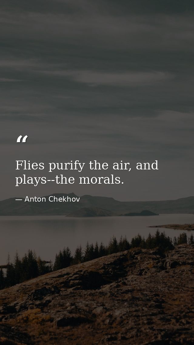 Flies purify the air, and plays--the morals. — Anton Chekhov