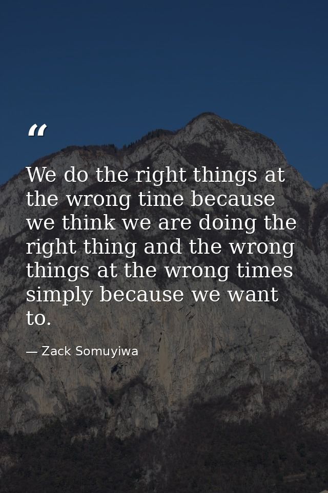 We do the right things at the wrong time because we think we are doing the right thing and the wrong things at the wrong — Zack Somuyiwa