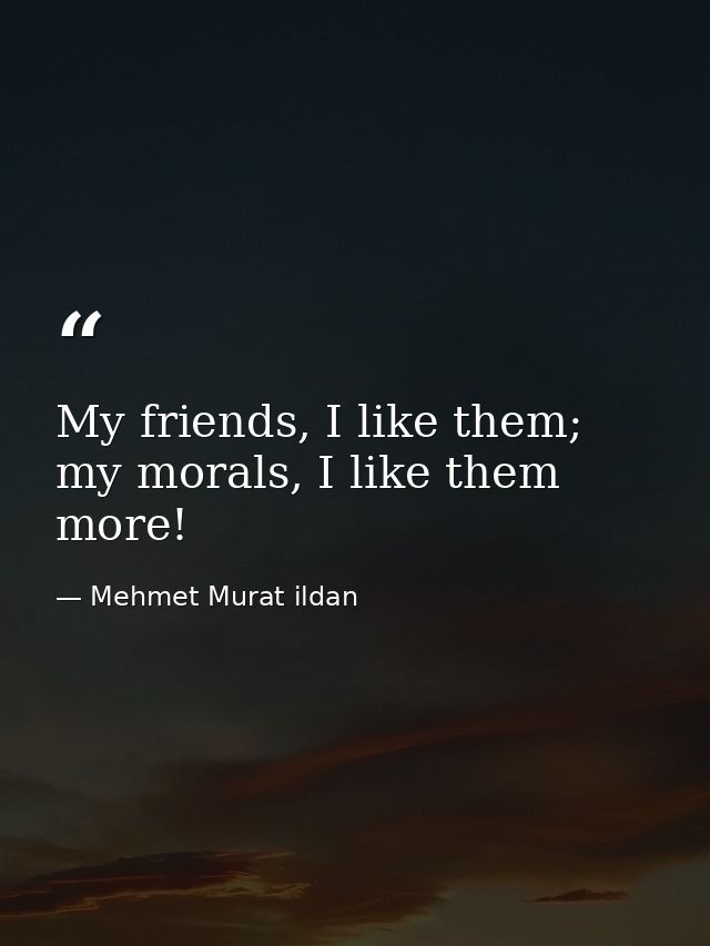 My friends, I like them; my morals, I like them more! — Mehmet Murat ildan