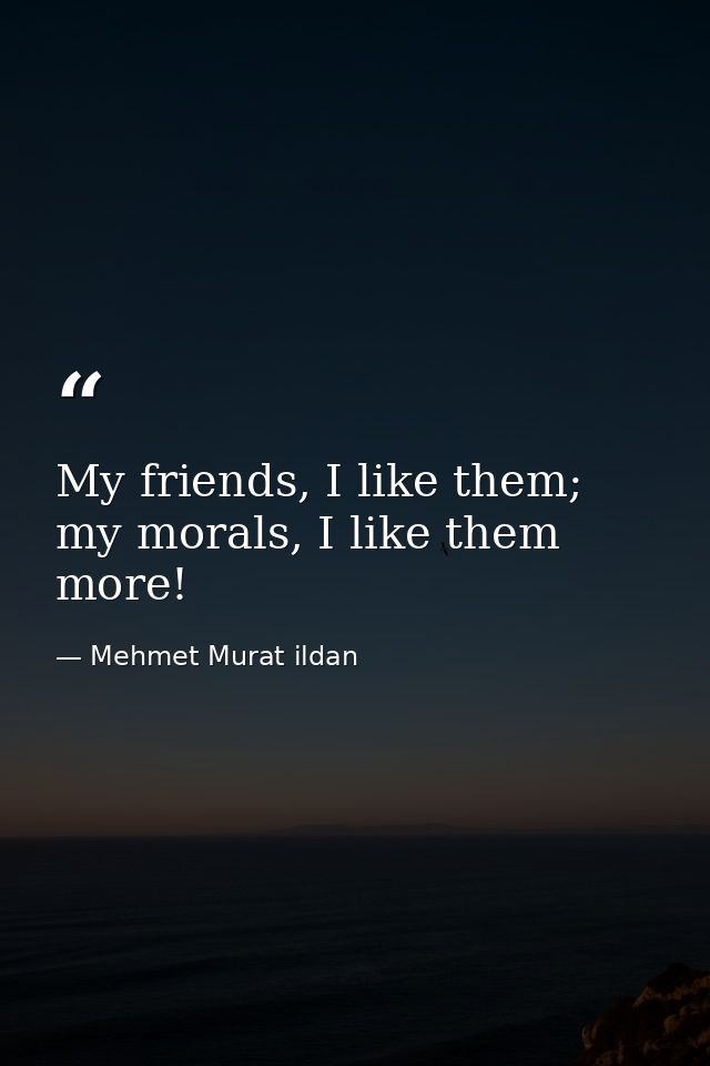My friends, I like them; my morals, I like them more! — Mehmet Murat ildan