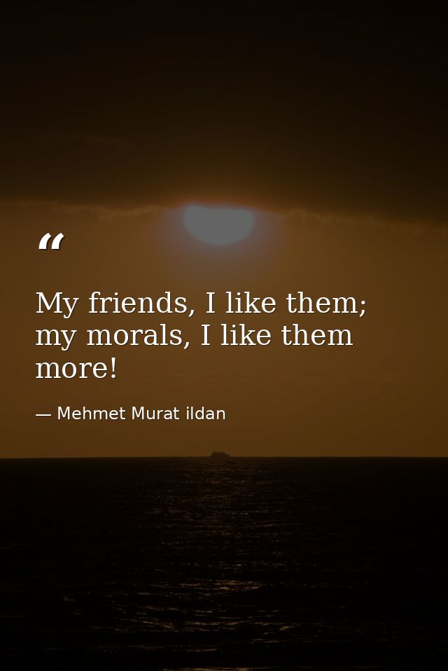 My friends, I like them; my morals, I like them more! — Mehmet Murat ildan