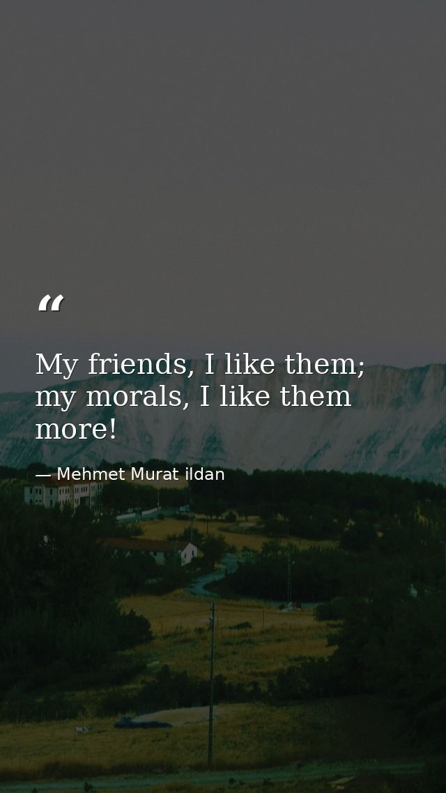 My friends, I like them; my morals, I like them more! — Mehmet Murat ildan