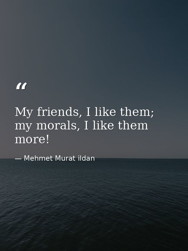 My friends, I like them; my morals, I like them more! — Mehmet Murat ildan