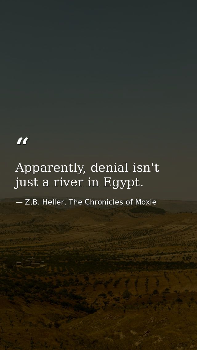 Apparently, denial isn't just a river in Egypt. — Z.B. Heller, The Chronicles of Moxie