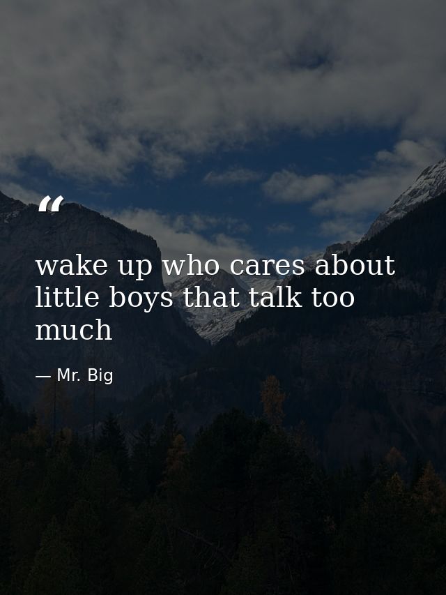 wake up who cares about little boys that talk too much — Mr. Big