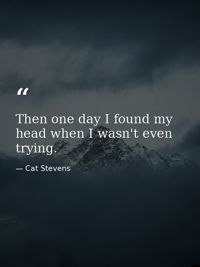Then one day I found my head when I wasn't even trying. — Cat Stevens
