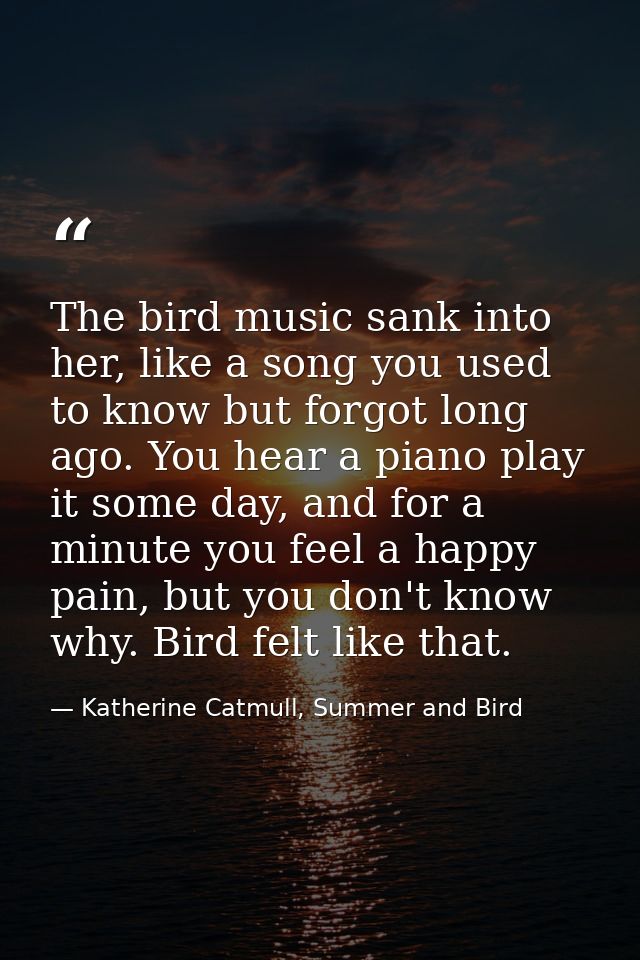 The bird music sank into her, like a song you used to know but forgot long ago. You hear a piano play it some day, and f — Katherine Catmull, Summer and Bird