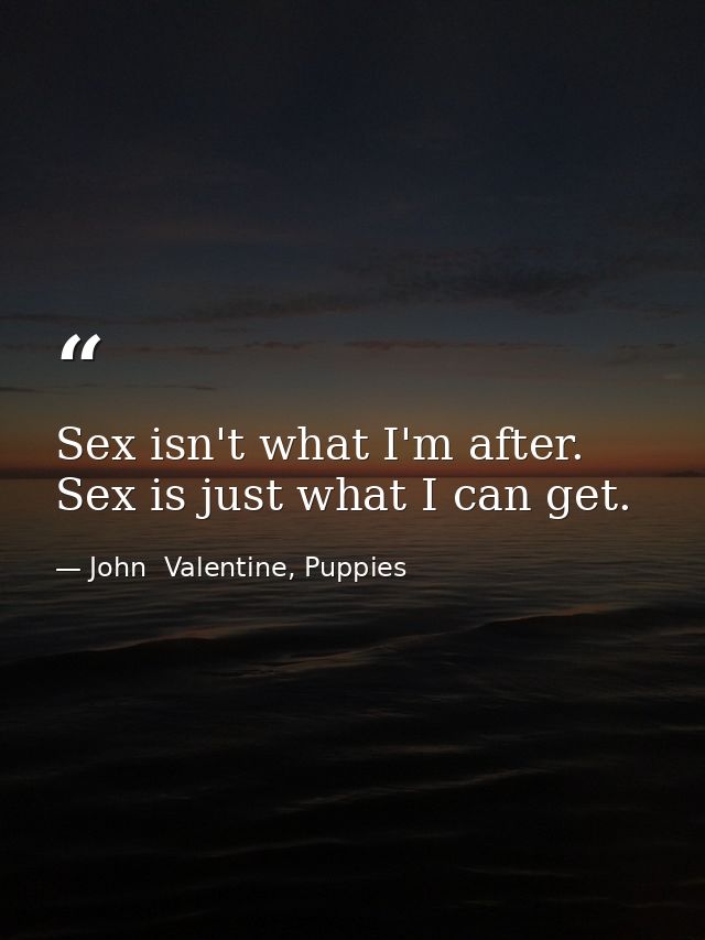 Sex isn't what I'm after. Sex is just what I can get. — John  Valentine, Puppies