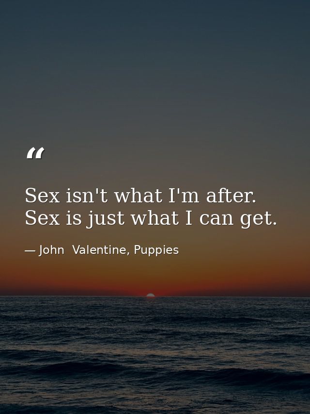 Sex isn't what I'm after. Sex is just what I can get. — John  Valentine, Puppies