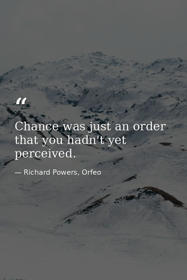 Chance was just an order that you hadn't yet perceived. — Richard Powers, Orfeo