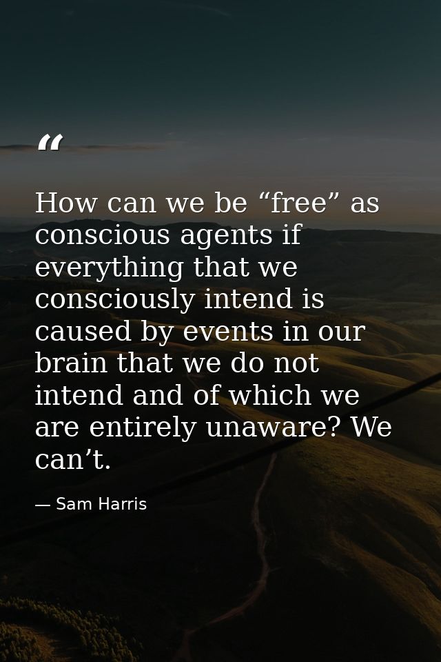 How can we be “free” as conscious agents if everything that we consciously intend is caused by events in our brain that  — Sam Harris