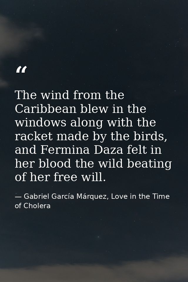 The wind from the Caribbean blew in the windows along with the racket made by the birds, and Fermina Daza felt in her bl — Gabriel García Márquez, Love in the Time of Cholera