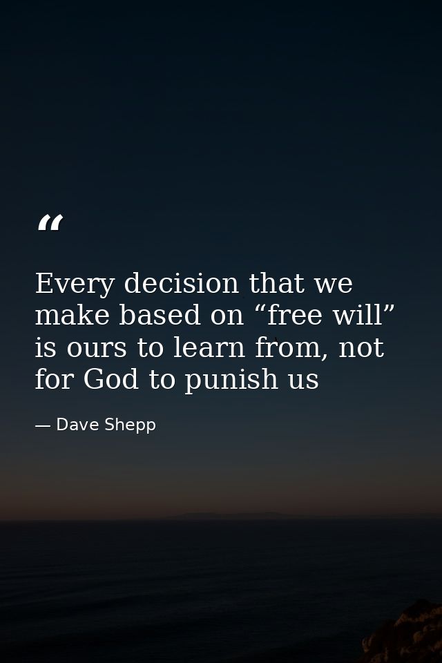 Every decision that we make based on “free will” is ours to learn from, not for God to punish us — Dave Shepp