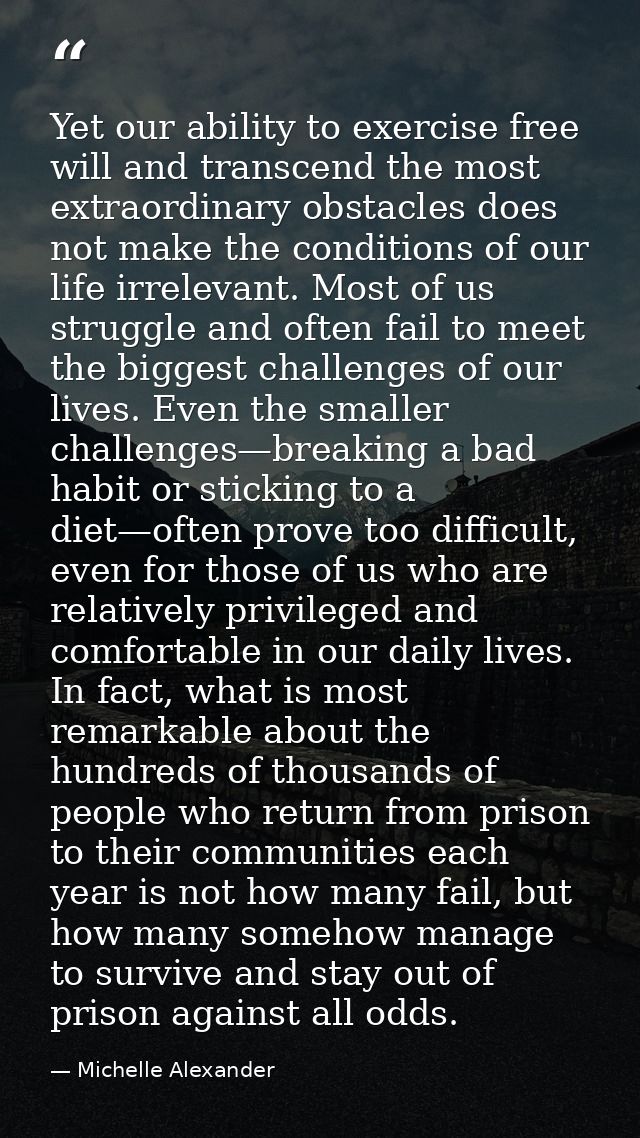 Yet our ability to exercise free will and transcend the most extraordinary obstacles does not make the conditions of our — Michelle Alexander