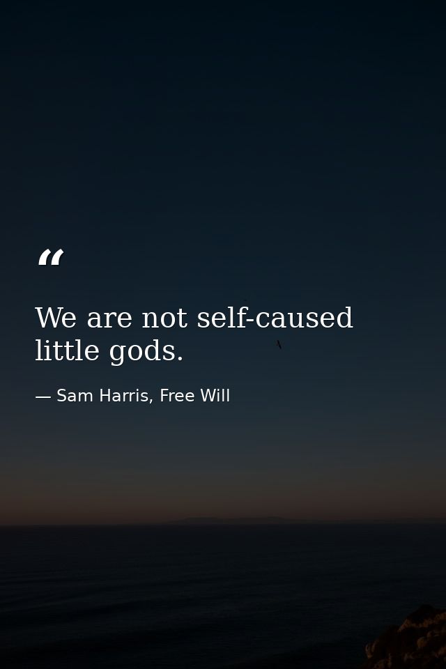 We are not self-caused little gods. — Sam Harris, Free Will