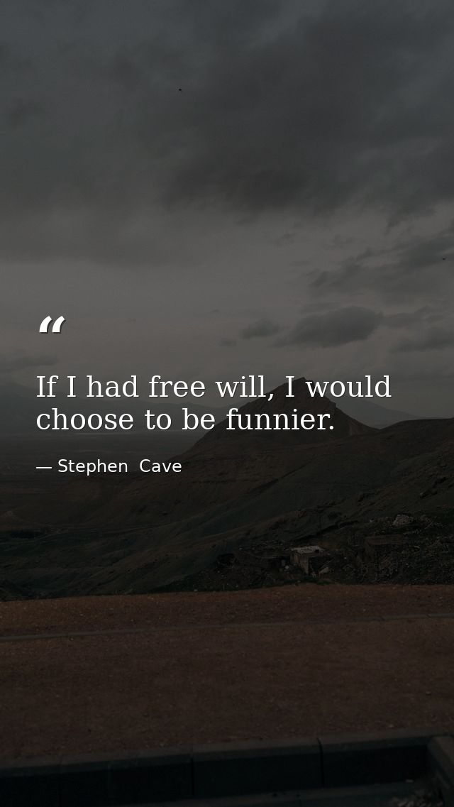 If I had free will, I would choose to be funnier. — Stephen  Cave