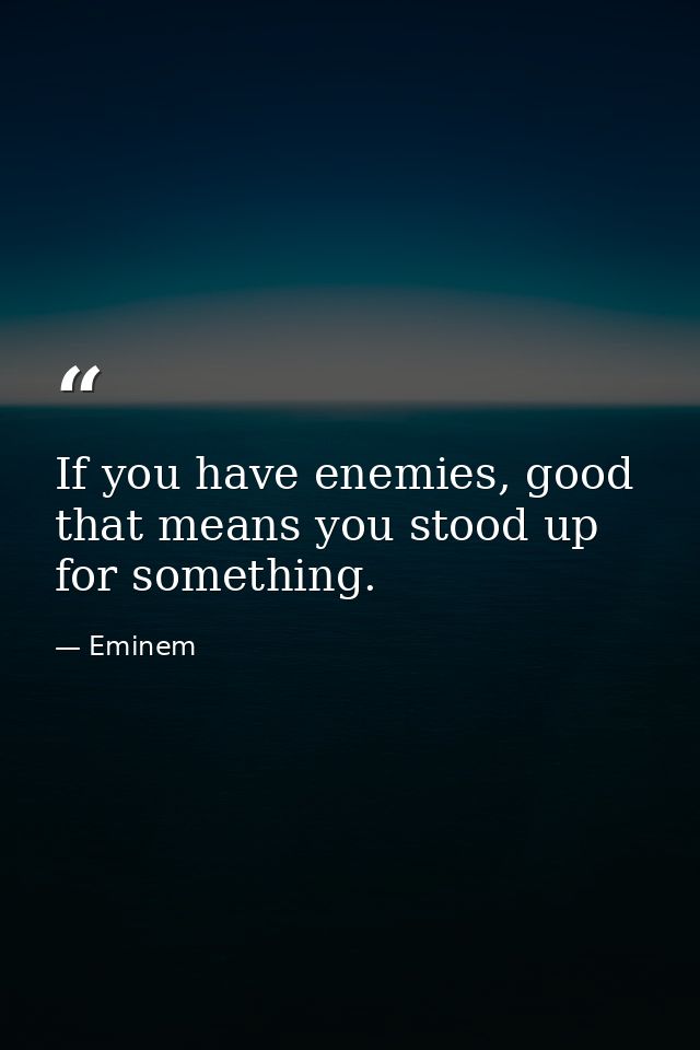If you have enemies, good that means you stood up for something. — Eminem