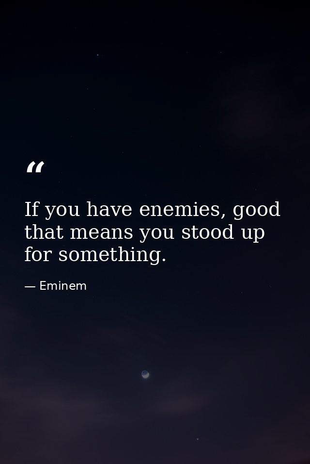 If you have enemies, good that means you stood up for something. — Eminem