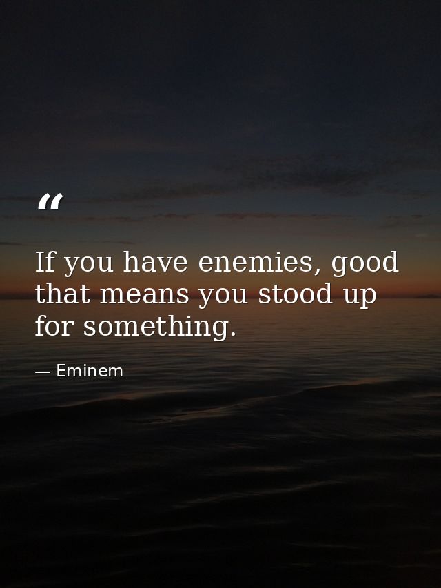 If you have enemies, good that means you stood up for something. — Eminem