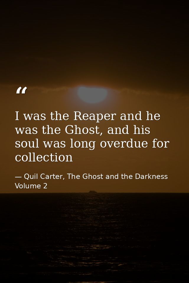 I was the Reaper and he was the Ghost, and his soul was long overdue for collection — Quil Carter, The Ghost and the Darkness Volume 2