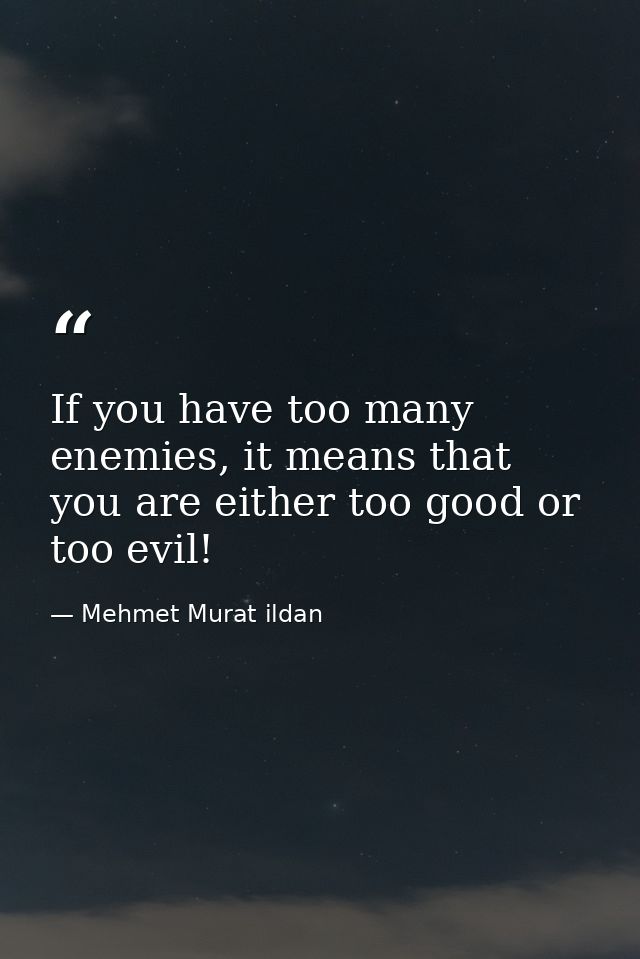 If you have too many enemies, it means that you are either too good or too evil! — Mehmet Murat ildan