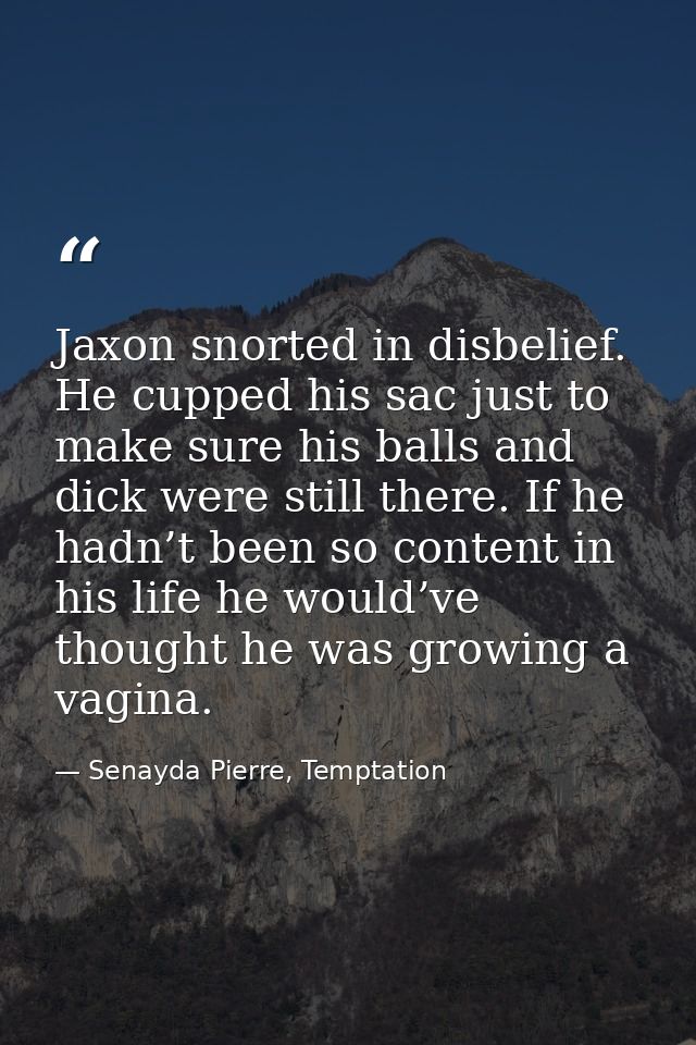 Jaxon snorted in disbelief. He cupped his sac just to make sure his balls and dick were still there. If he hadn’t been s — Senayda Pierre, Temptation