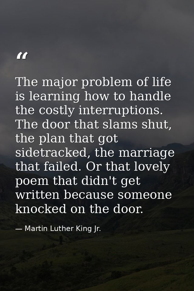 The major problem of life is learning how to handle the costly interruptions. The door that slams shut, the plan that go — Martin Luther King Jr.