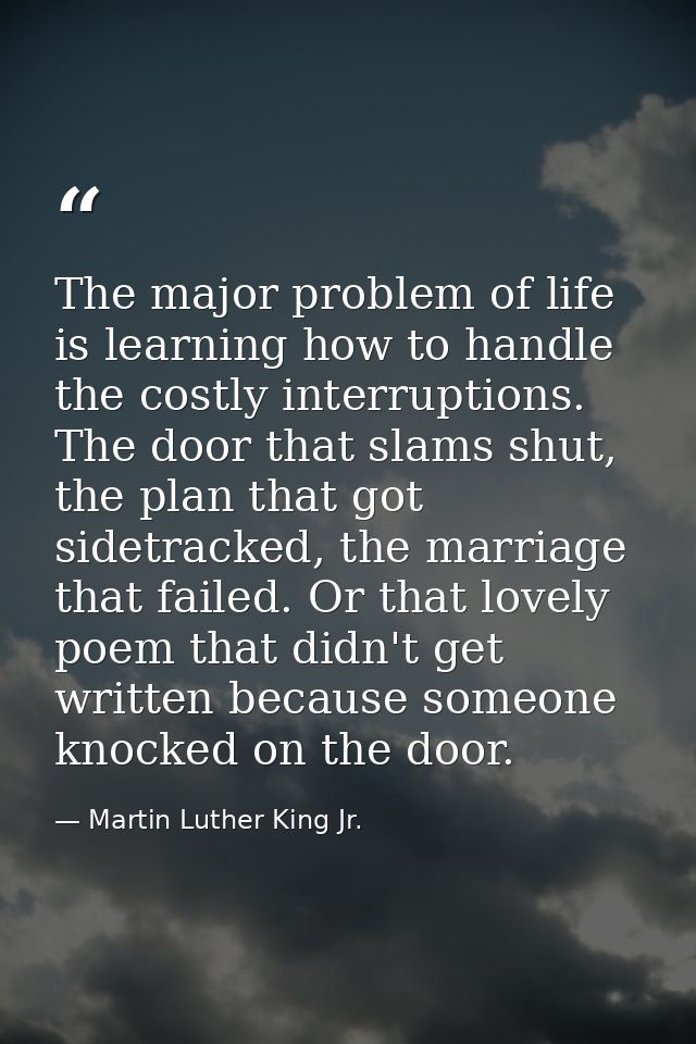 The major problem of life is learning how to handle the costly interruptions. The door that slams shut, the plan that go — Martin Luther King Jr.