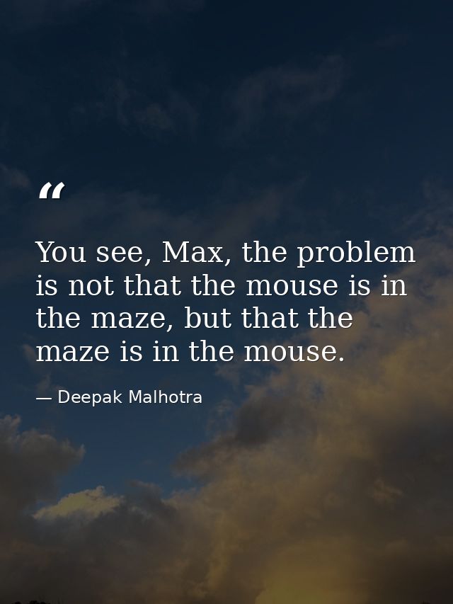 You see, Max, the problem is not that the mouse is in the maze, but that the maze is in the mouse. — Deepak Malhotra
