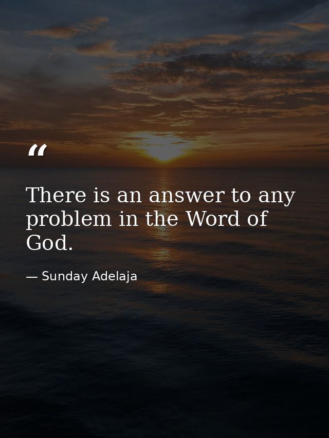 There is an answer to any problem in the Word of God. — Sunday Adelaja