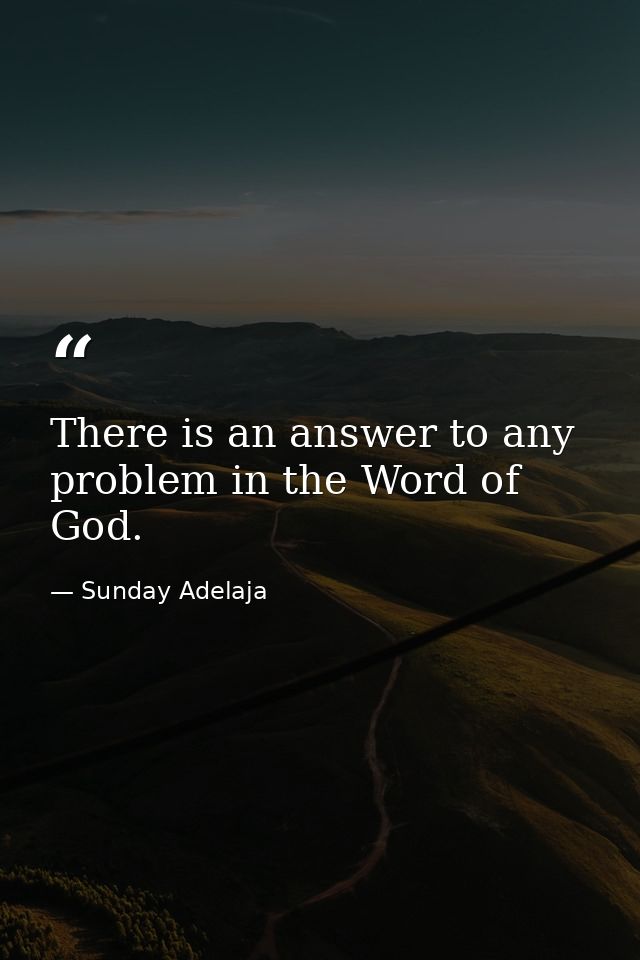 There is an answer to any problem in the Word of God. — Sunday Adelaja