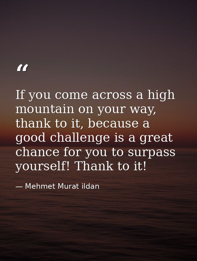 If you come across a high mountain on your way, thank to it, because a good challenge is a great chance for you to surpa — Mehmet Murat ildan