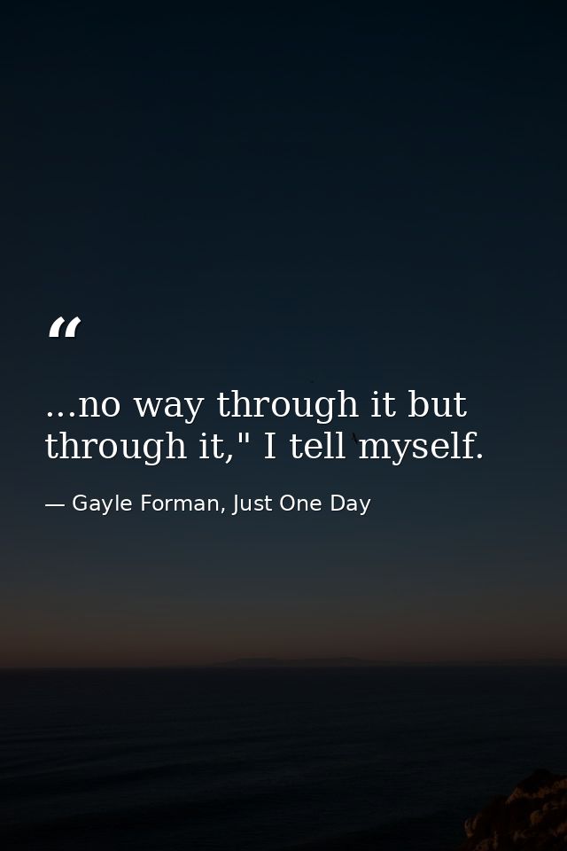 ...no way through it but through it," I tell myself. — Gayle Forman, Just One Day