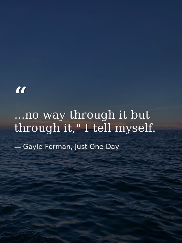 ...no way through it but through it," I tell myself. — Gayle Forman, Just One Day