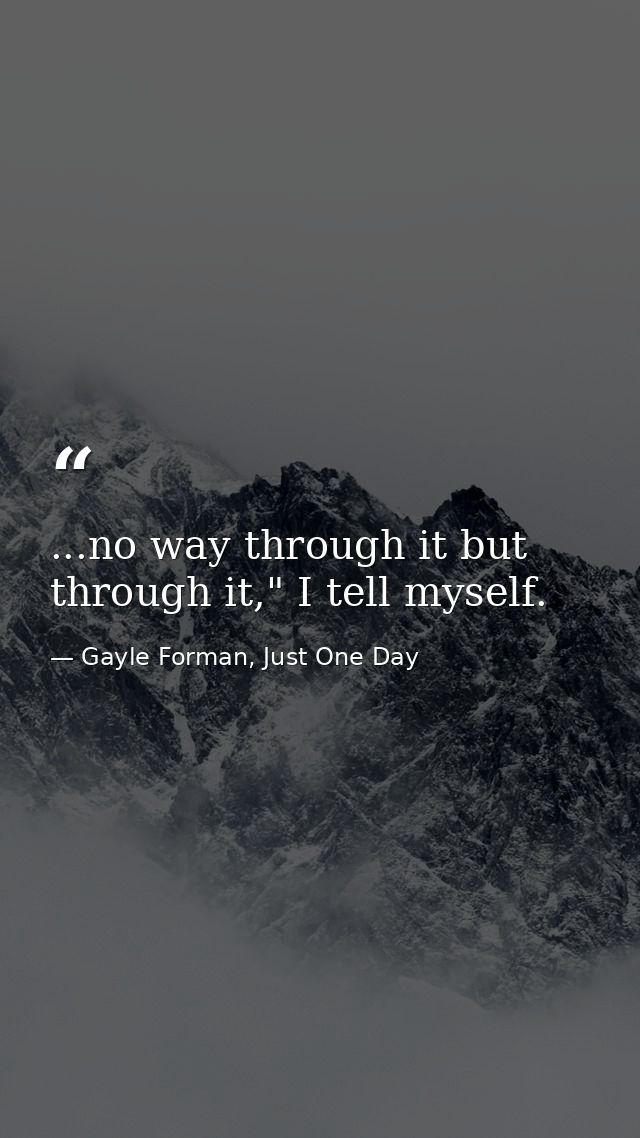 ...no way through it but through it," I tell myself. — Gayle Forman, Just One Day