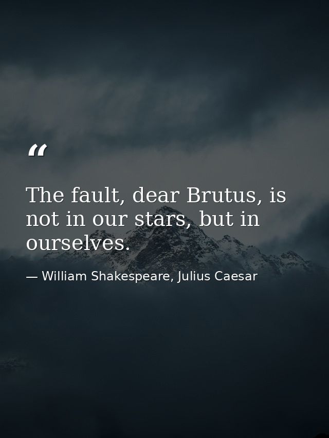 The fault, dear Brutus, is not in our stars, but in ourselves. — William Shakespeare, Julius Caesar