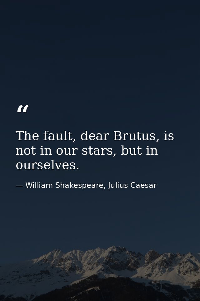 The fault, dear Brutus, is not in our stars, but in ourselves. — William Shakespeare, Julius Caesar