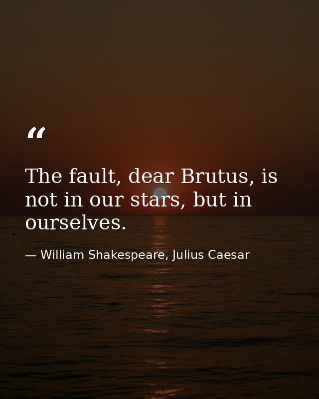 The fault, dear Brutus, is not in our stars, but in ourselves. — William Shakespeare, Julius Caesar