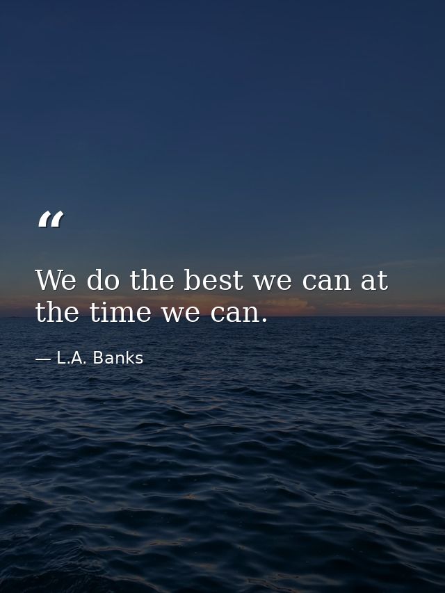 We do the best we can at the time we can. — L.A. Banks