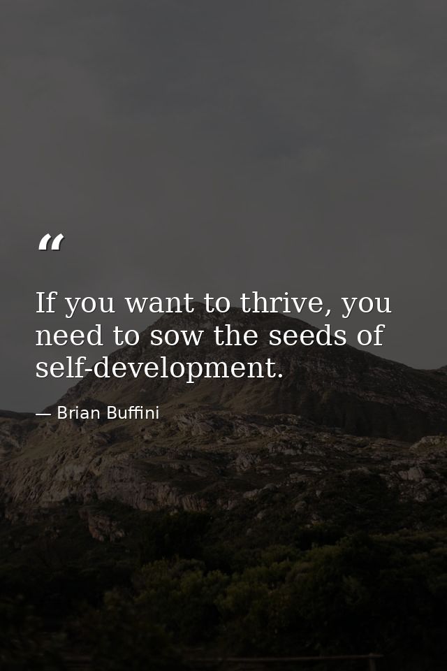 If you want to thrive, you need to sow the seeds of self-development. — Brian Buffini