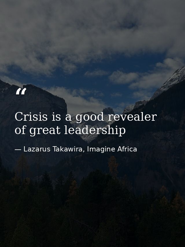 Crisis is a good revealer of great leadership — Lazarus Takawira, Imagine Africa