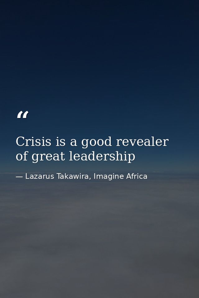 Crisis is a good revealer of great leadership — Lazarus Takawira, Imagine Africa