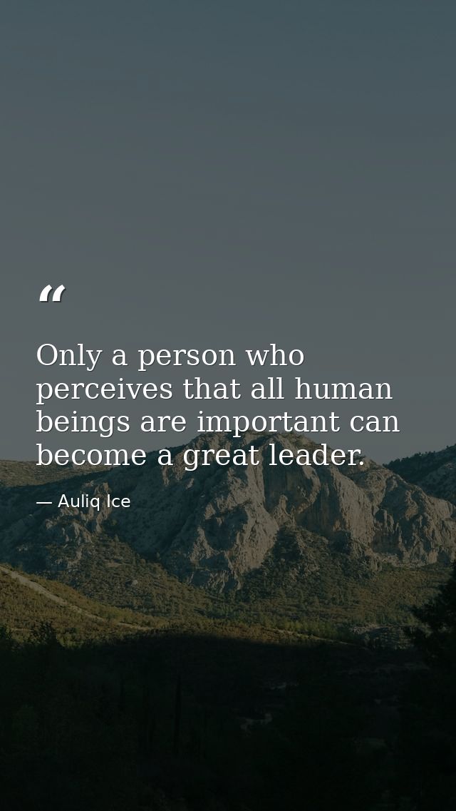 Only a person who perceives that all human beings are important can become a great leader. — Auliq Ice
