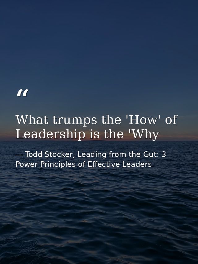 What trumps the 'How' of Leadership is the 'Why — Todd Stocker, Leading from the Gut: 3 Power Principles of Effective Leaders
