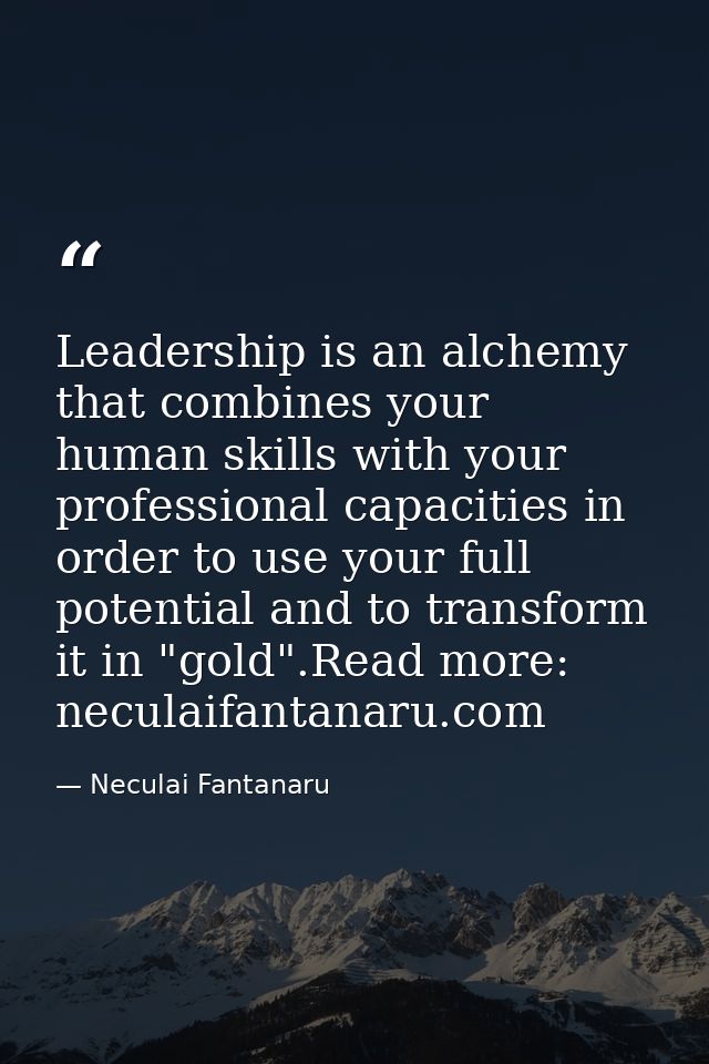 Leadership is an alchemy that combines your human skills with your professional capacities in order to use your full pot — Neculai Fantanaru