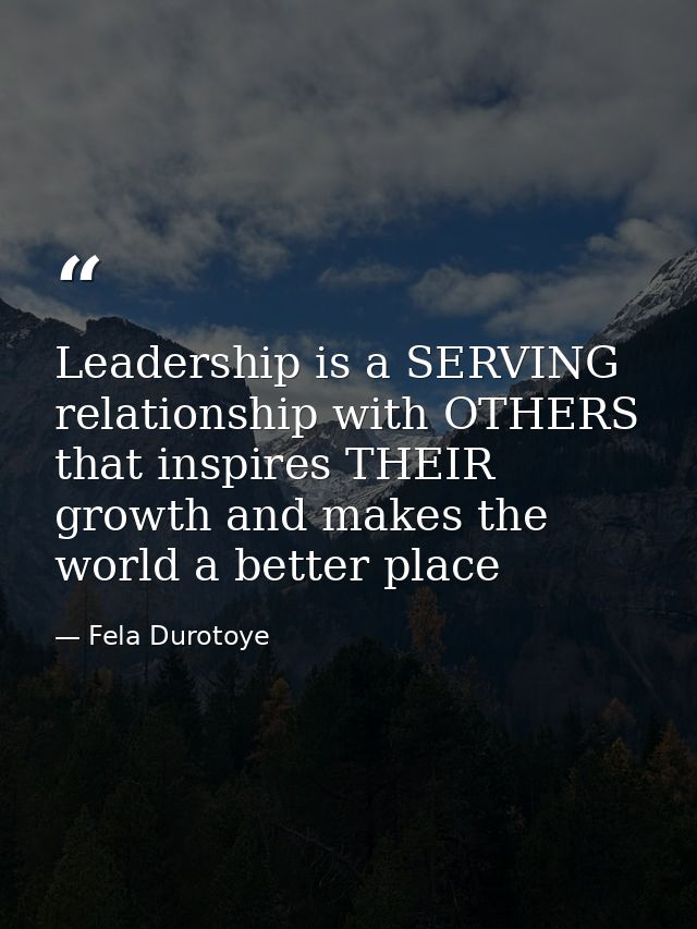Leadership is a SERVING relationship with OTHERS that inspires THEIR growth and makes the world a better place — Fela Durotoye